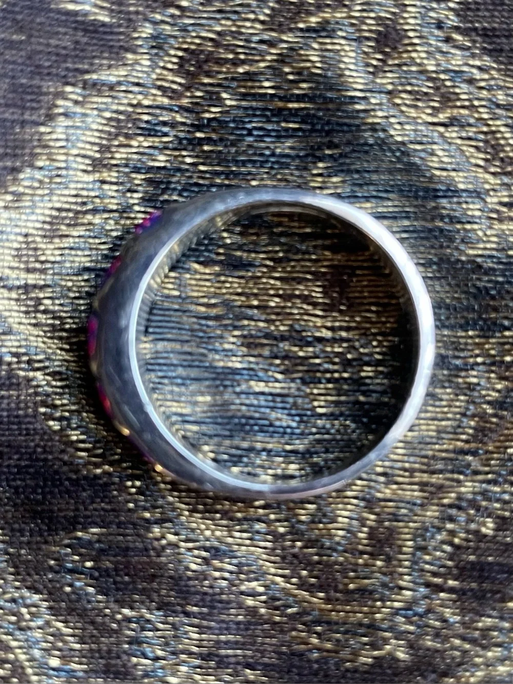Pink Purple Opal Inlay Vintage Sterling Ring